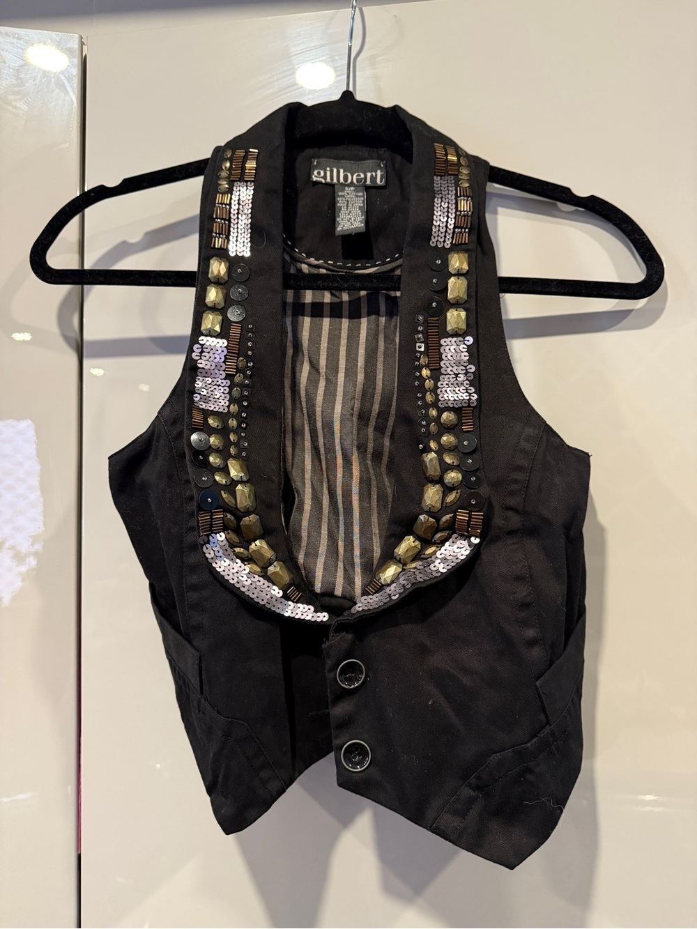 Black Embellished Women's Vest